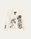 Libertine Goth Botanical Pinstripe Printed Short Jacket In Multi