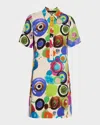 Libertine Gouache Printed Preppy Mini Polo Dress In Multi