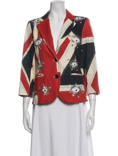 Pre-owned Libertine Graphic Print Blazer In Red