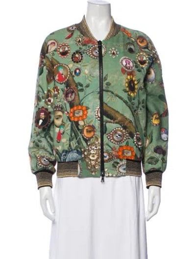 Pre-owned Libertine Graphic Print Bomber Jacket In Green