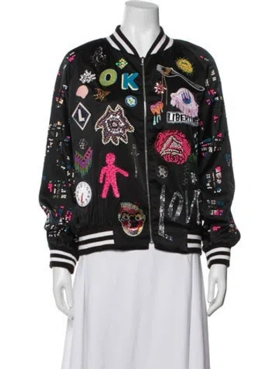Pre-owned Libertine Graphic Print Bomber Jacket W/ Tags In Black