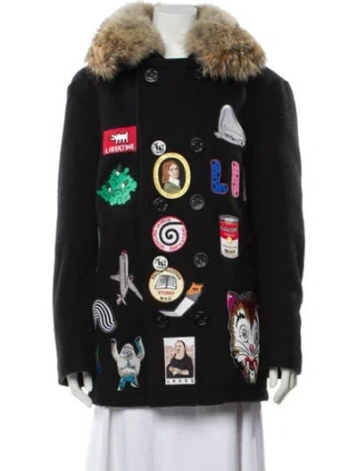 Pre-owned Libertine Graphic Print Coat In Black