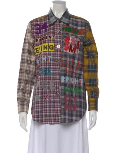 Pre-owned Libertine Graphic Print Long Sleeve Button-up Top In Multi