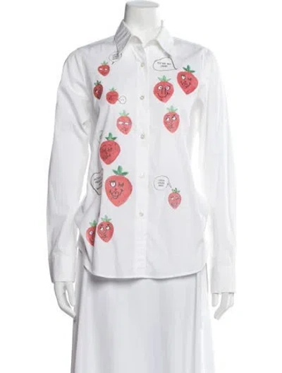 Pre-owned Libertine Graphic Print Long Sleeve Button-up Top W/ Tags In White