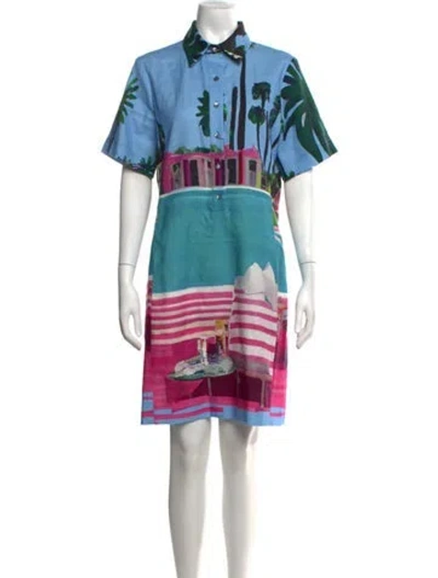 Pre-owned Libertine Graphic Print Mini Dress W/ Tags In Blue