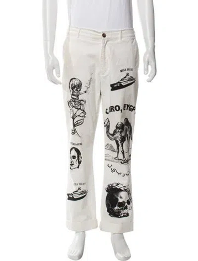 Pre-owned Libertine Graphic Print Pants In White