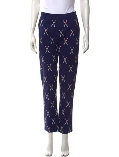 Pre-owned Libertine Graphic Print Straight Leg Pants In Blue