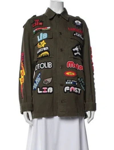 Pre-owned Libertine Graphic Print Utility Jacket In Green