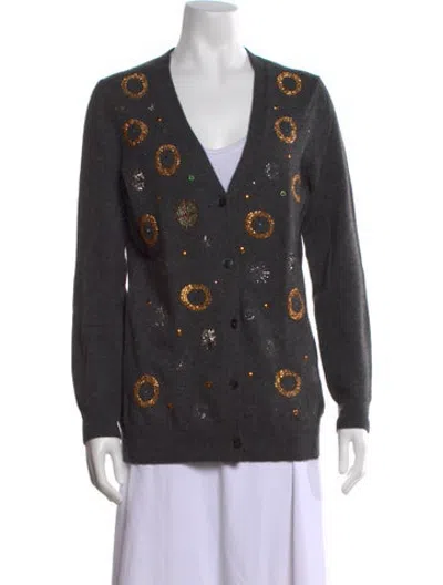 Pre-owned Libertine Graphic Print V-neck Sweater In Grey