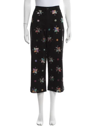 Pre-owned Libertine Graphic Print Wide Leg Pants In Black