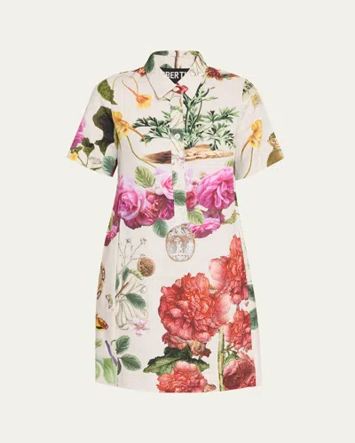 Libertine Hollyhock Preppy Short-sleeve Mini Shirtdress In Brown