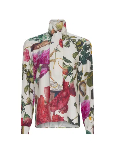 Libertine Hollyhock Slim Keith Tie-neck Blouse In Multi