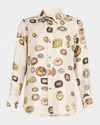Libertine Ivory Lovers Eyes Silk Button-down Shirt In Frvnl