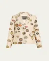 Libertine Ivory Lovers Eyes Single-breasted Short Jacket In Frvnl