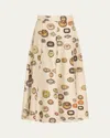 Libertine Ivory Lovers Eyes Tulip Midi Skirt In Frvnl