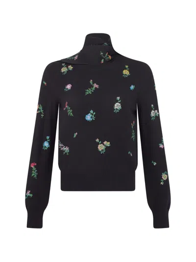 Libertine Joy And Mirth Floral Scarf Sweater In Black