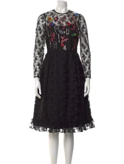 Pre-owned Libertine Lace Pattern Midi Length Dress In Black