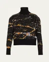 Libertine Lax Abstract Cropped Cashmere Turtleneck In Blkmu