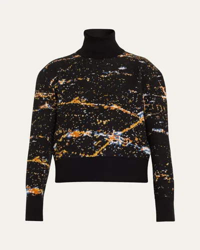 Libertine Lax Abstract Cropped Cashmere Turtleneck In Blkmu