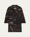 Libertine Lax Abstract Patch Pocket Wool Coat In Blkmu