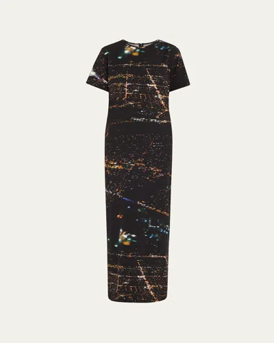 Libertine Lax Short-sleeve Maxi T-shirt Dress In Blkmu