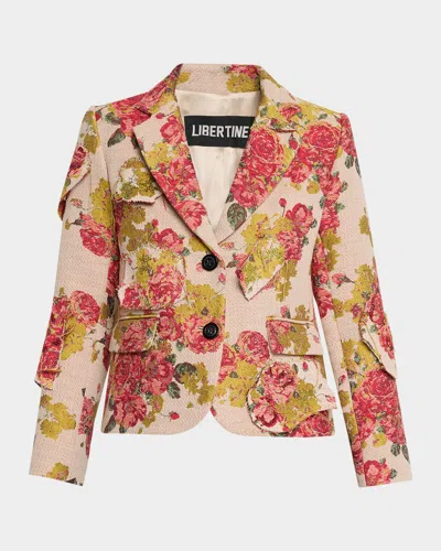Libertine Lizzy Bennett Patched Floral Brocade Single-breasted Jacket In Multi