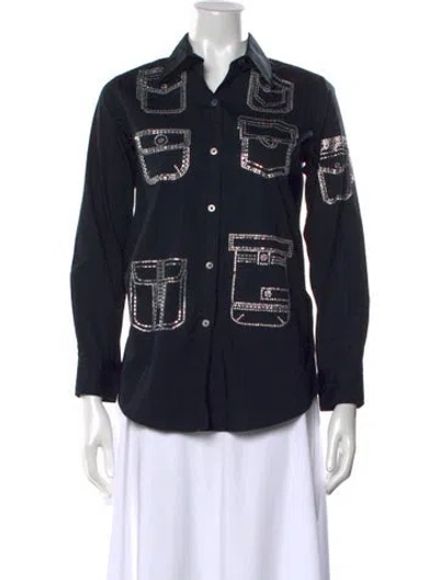 Pre-owned Libertine Long Sleeve Button-up Top In Black