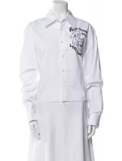 Pre-owned Libertine Long Sleeve Button-up Top In White