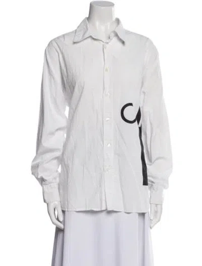 Pre-owned Libertine Long Sleeve Button-up Top In White