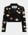 Libertine Lovers Eye Redux Embellished Margaret Wool Jacket In Black