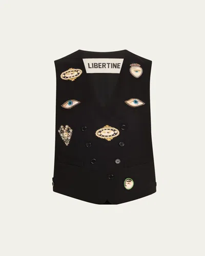 Libertine Lovers Eye Redux Embellished Waistcoat In Black