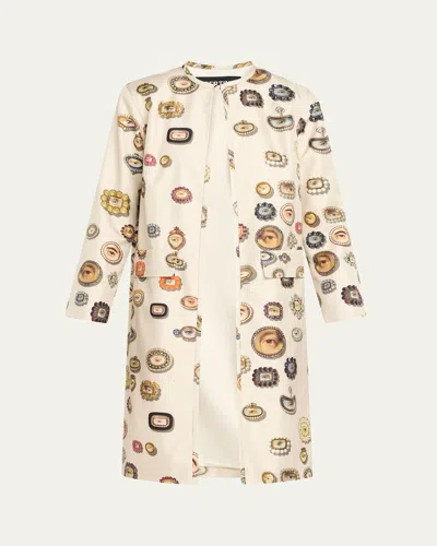 Libertine Lovers Eyes Silk Duster Coat In Neutral