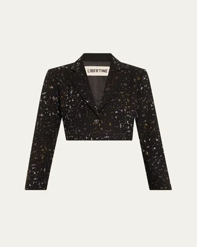Libertine Margaret Meteor Shower Embellished Crop Jacket In Black