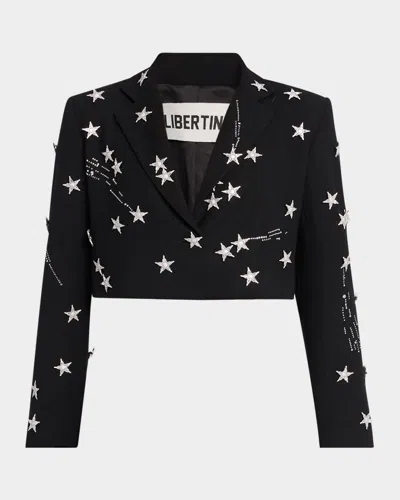 Libertine Margaret Shooting Stars Embellished Crop Jacket In Black