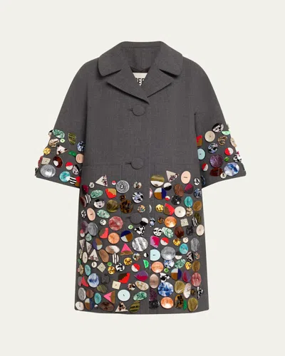 Libertine Memory Vase Patch Pocket Buttoned Wool Coat In Gry