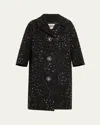 Libertine Meteor Shower Crystal Wool Patch Pocket Coat In Black