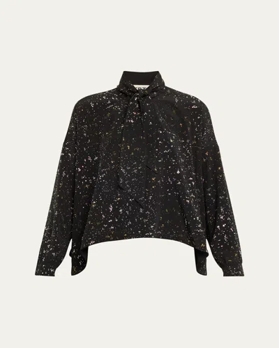 Libertine Meteor Shower Embellished Scarf Blouse In Black