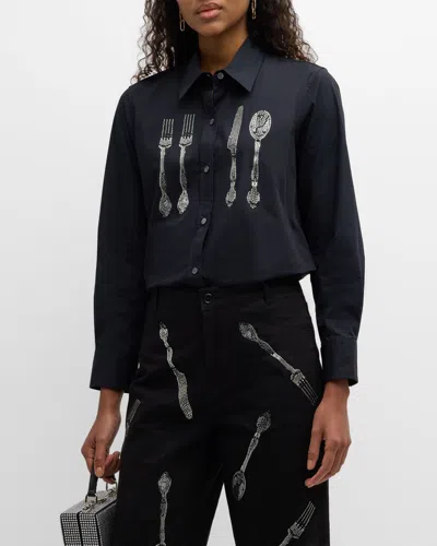 Libertine Michelin Star Embellished New Classic Shirt In Black