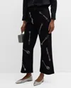 Libertine Michelin Star Wool Baggy Trousers With Crystal Detail In Black