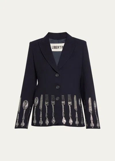 Libertine Michelin Star Riding Jacket With Crystal Details In Nvy