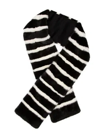 Pre-owned Libertine Mink Striped Scarf In Black