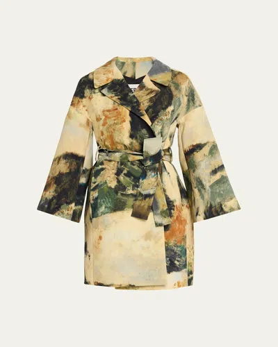 Libertine Modernist Lands Silk Vienna Wrap Coat In Multi