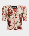 Libertine Monaco Venetian Coral-print Silk Top