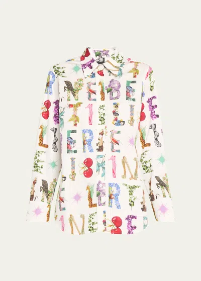 Libertine New Classic Button-front Shirt With Deco Letters In Multi