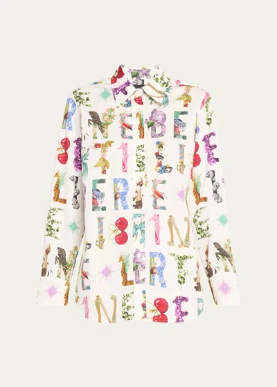 Libertine New Classic Button-front Shirt With Deco Letters In Whtmu