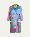 Libertine Nyc Cityscape-print Belted Long Trench Coat