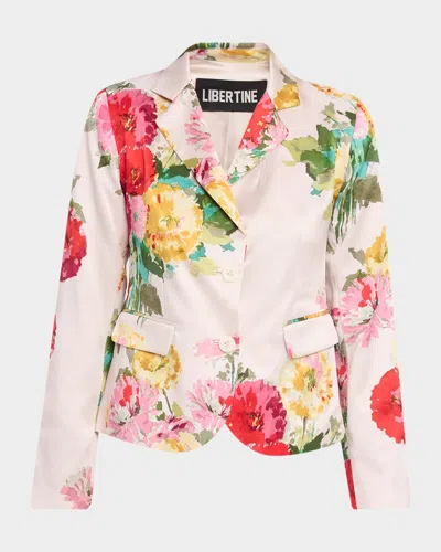 Libertine Pat Nixon Silk Single-breasted Classic Jacket In Pink