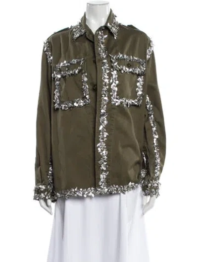 Pre-owned Libertine Patterned Long Sleeve Top In Green