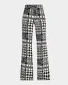 Libertine Peggys Houndstooth Flared Trumpet Pants In Crebk