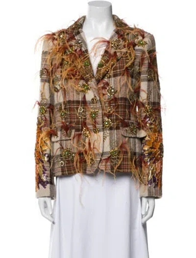 Pre-owned Libertine Plaid Print Blazer In Brown